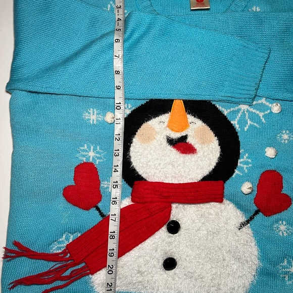 Blue Snowman Christmas Sweater Womens sz Large - Picture 6 of 7